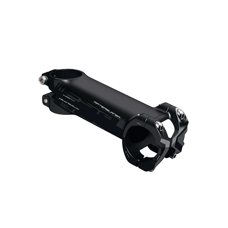 FSA Afterburner Threadless Stem in black, showing its sleek design and sturdy construction for bike handlebars.