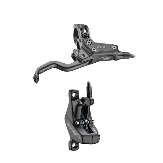 TRP EVO Comp HD-M7040 MTB hydraulic disc brake caliper with brake hose and mounting hardware.