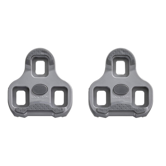 Look Keo Grip 4.5° grey cycling cleats with textured surface and mounting hardware for road bike pedal compatibility.