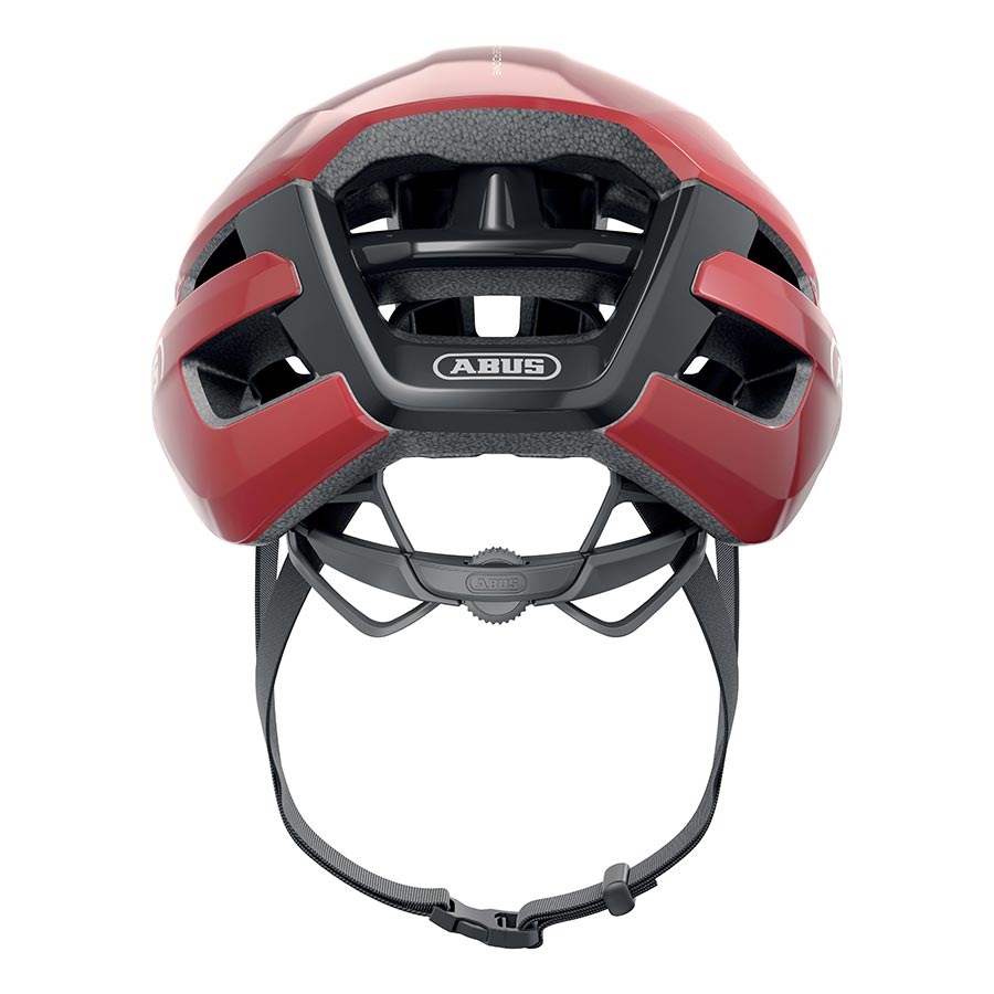 Abus PowerDome road helmet in velvet black, featuring a sleek design and adjustable fit for cyclists.