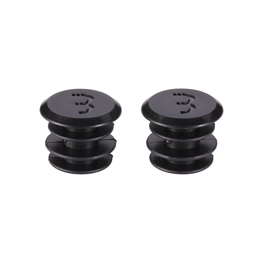 Pair of black BBB Cycling BHT-91S EndCaps, bar end plugs for bicycle handlebars, shown in a close-up image.