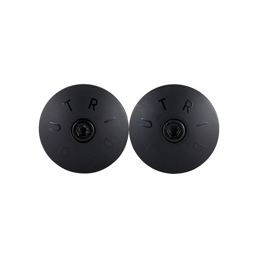 Pair of BBB Cycling BHT-97 ScrewOn Alu bar end plugs in black aluminum for bicycle handlebars.