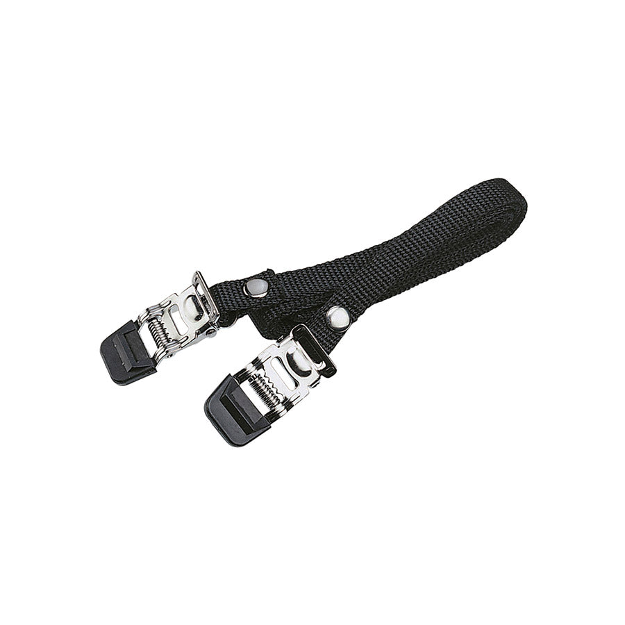Pair of BBB Cycling BPD-30 Bike&Tight toe-clips and straps in black, designed for secure pedal connection and cycling performance.