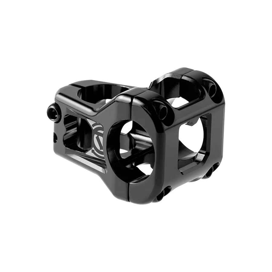 Black Deity Cavity threadless stem for 35mm steerers and 1-1/8 inch forks, designed for mountain bikes and BMX bikes.