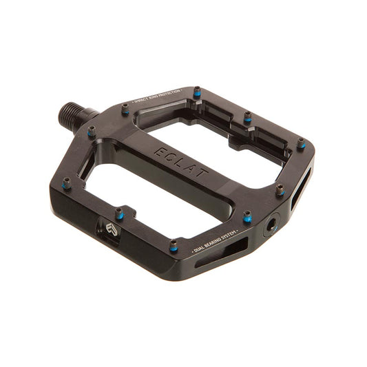 Eclat Surge XL platform pedals in black with sturdy metal construction and wide grip design for BMX or mountain biking.