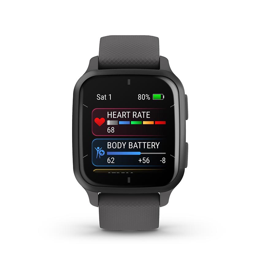 Garmin, Venu Sq 2, Watch, Watch Color: Shadow Grey, Wristband: Shadow Grey - Silicone