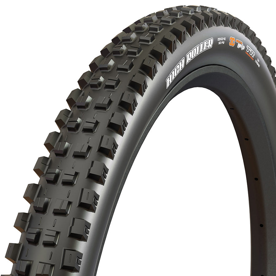 Maxxis High Roller III mountain tires with 29x2.40 size, tubeless-ready, folding, black rubber, Maxx Grip for downhill riding