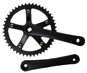 Crank, Single Speed,  46T, 1/2x 1/8", Black, Alloy - MetroCycle