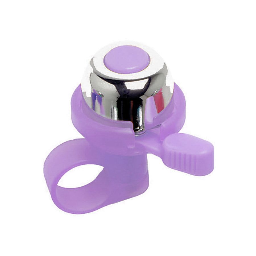 Mirrycle Incredibell Brass Duet Color bell showing blue brass finish and decorative design for bicycles.