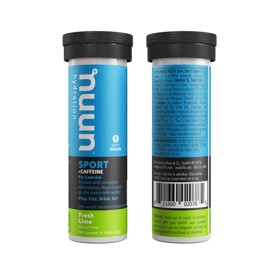 Nuun, Sport with Caffeine, Drink Mix, Fresh Lime, Box of 8, 10 servings