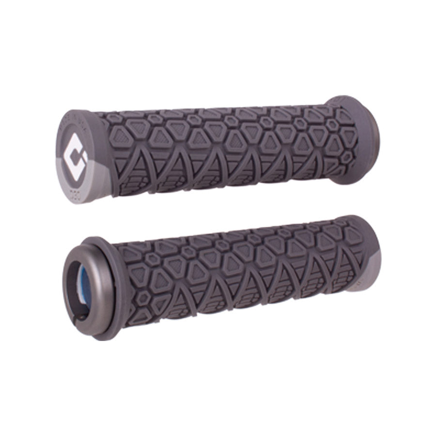 Pair of ODI Vanquish v2.1 grips in black, bicycle handlebar grips designed for comfort and control.