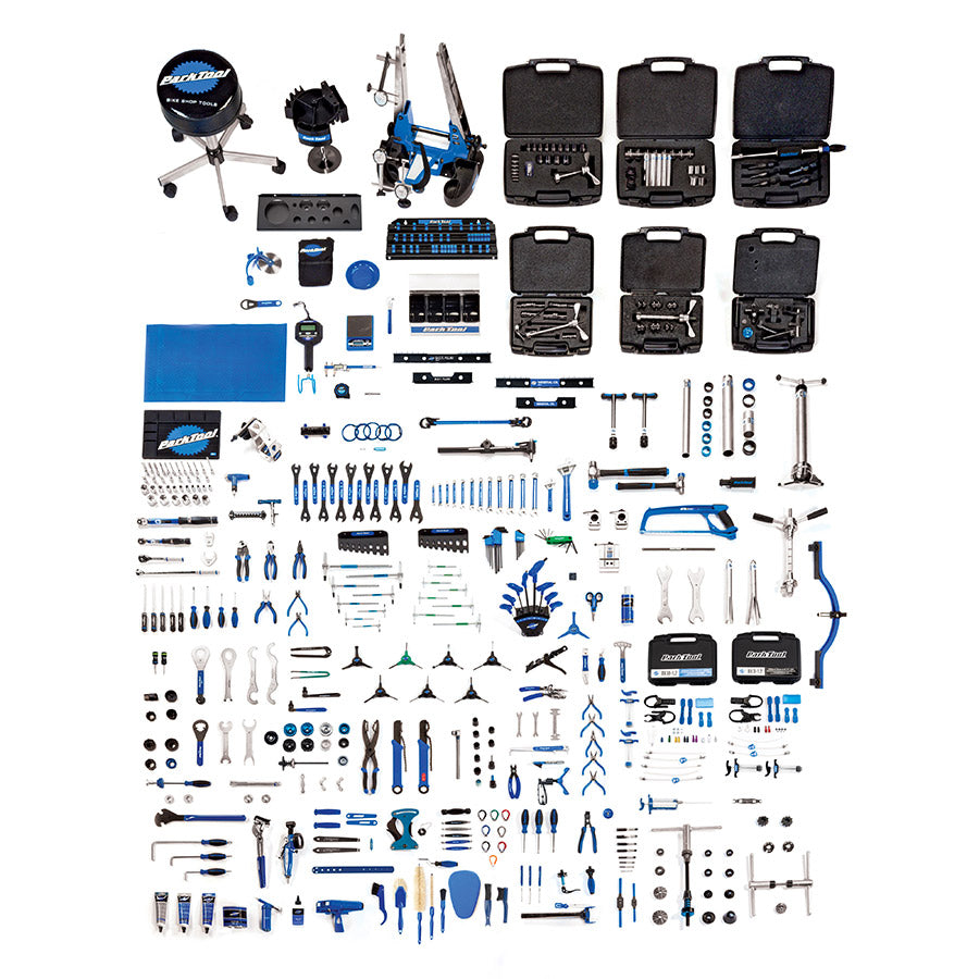 Park Tool MK-17 Master Tool Kit with 350 bike repair tools and accessories for comprehensive bicycle maintenance and repair.