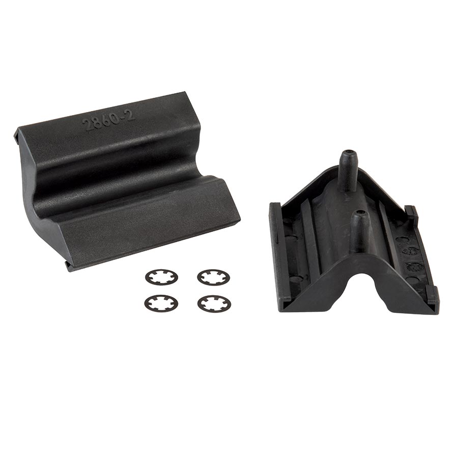 Park Tool Repair Stand 2860 rubber jaw covers for PCS series bike repair stands, set of 2 with durable black rubber material.