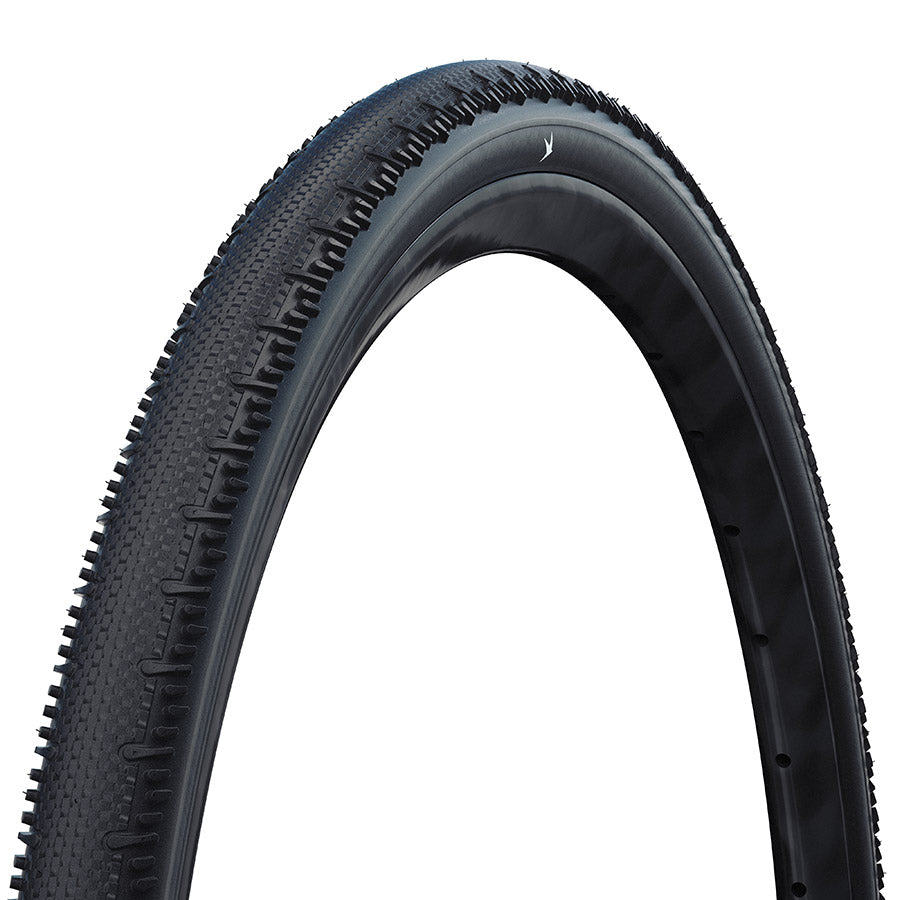 Schwalbe G-One RS Pro gravel tires, 28x1.35, tubeless-ready with Addix Race V-Guard, black, folded for mountain biking.