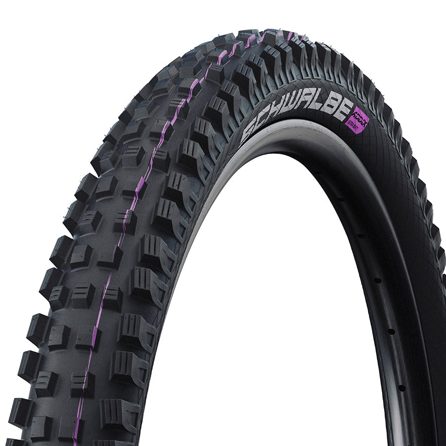 Schwalbe Magic Mary Addix mountain tire for bikes, 26-inch wire clincher with black rubber tread and durable sidewalls.