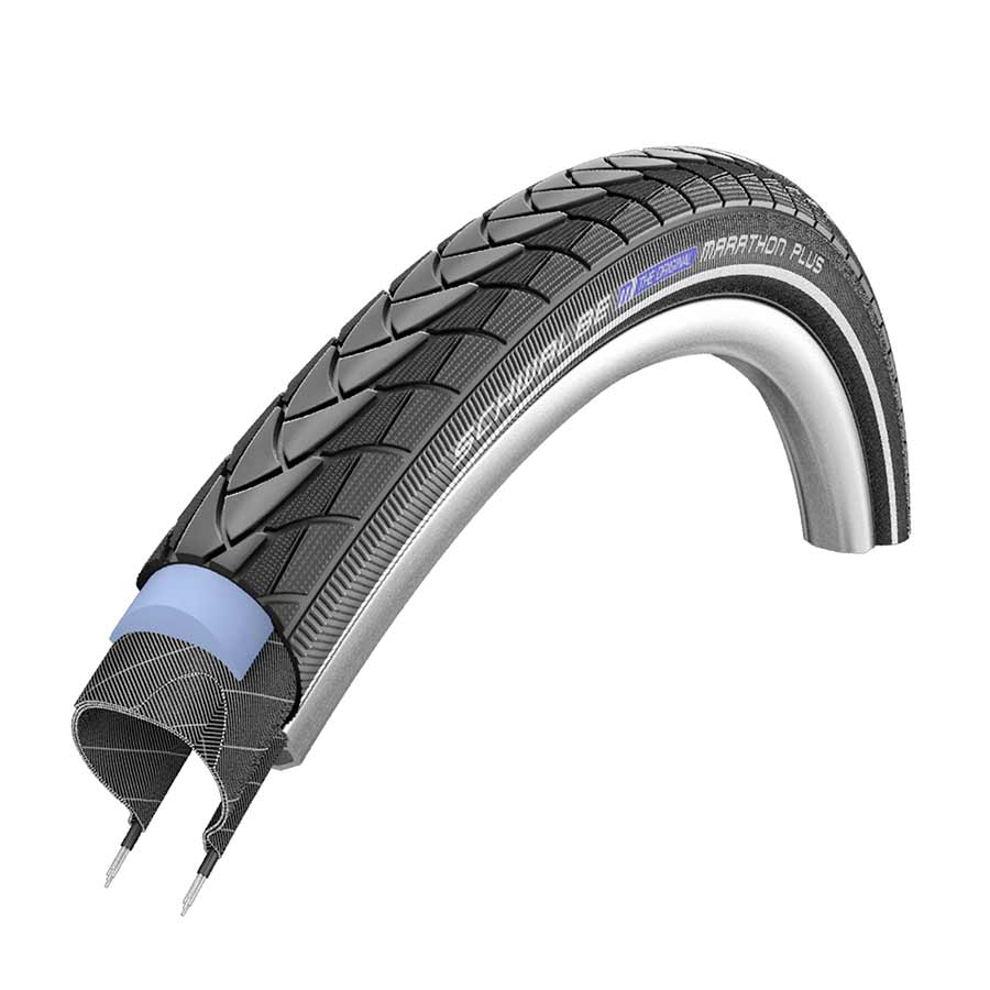 Schwalbe Marathon Plus hybrid tire for bikes, 26 x 1.50, black with wire bead, endurance SmartGuard protection.