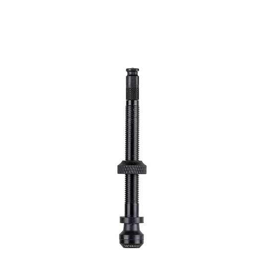 Pair of Schwalbe SCV Clik Valve tubeless valves, 40mm length, for bicycle tires, featuring quick-clik locking mechanism.