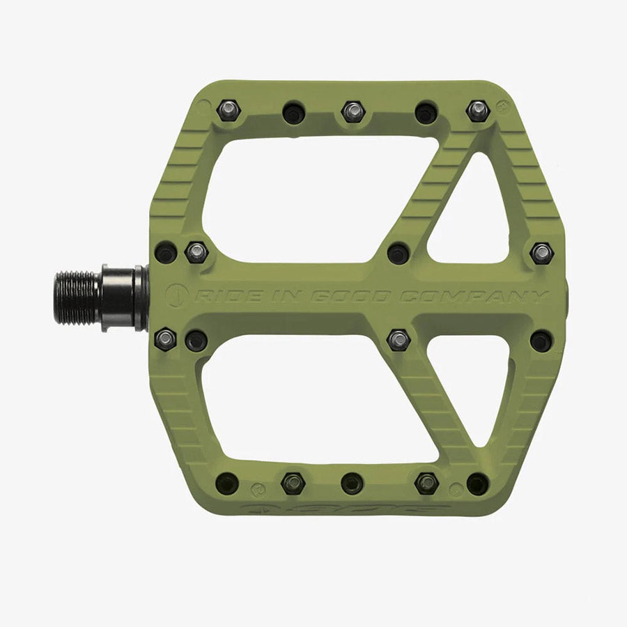 Pair of black SDG Components Comp Pedal platform pedals for bicycles, showing the textured surface and durable construction.