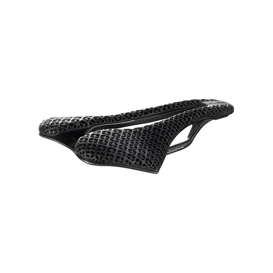 Black Selle Italia SLR 3D Boost Superflow road saddle with carbon rails, unisex design, 248 x 145mm, for road cycling.