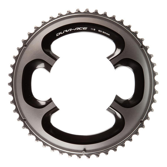Shimano, Y1N298080, 50T, 11sp, BCD: 110mm, 4 Bolt, Dura Ace FC-9000, Outer Chainring, For MA pour 34D, Aluminum, Silver