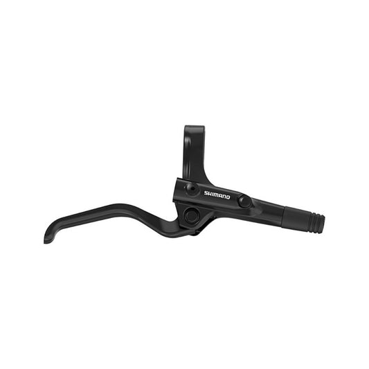 Shimano CUES BL-UR405 hydraulic MTB brake levers in black, showing front view with ergonomic design for mountain biking.