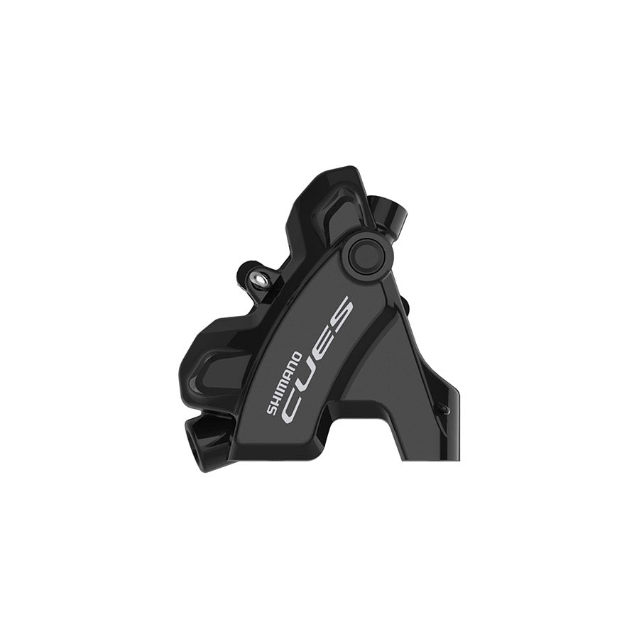 Shimano CUES BR-U6030 MTB hydraulic disc brake set with front flat mount, black finish, compatible with 160mm or 180mm rotors