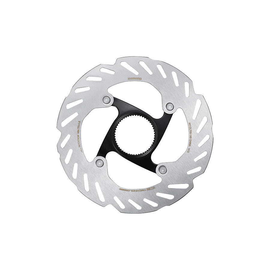 Shimano RT-CL700 203mm disc brake rotor with center-lock for mountain bikes, featuring ventilated design and durable construction.