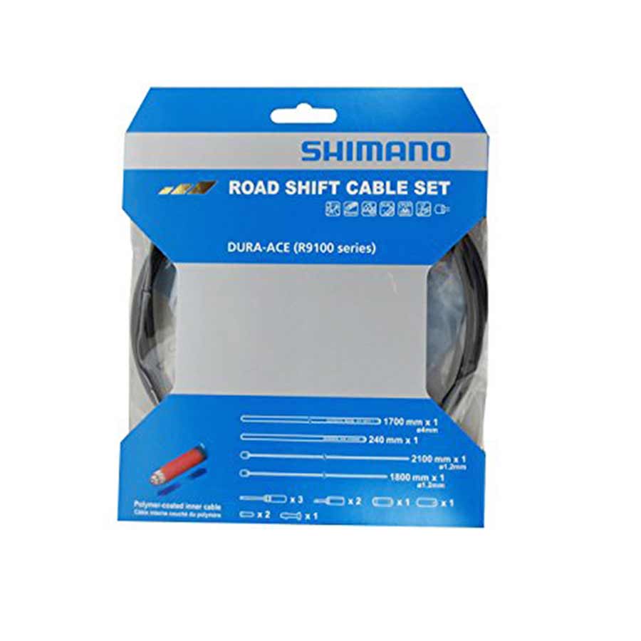Shimano Shadow Road Shift Cable and Housing Set for bikes, black, includes shifter cables and protective housing.