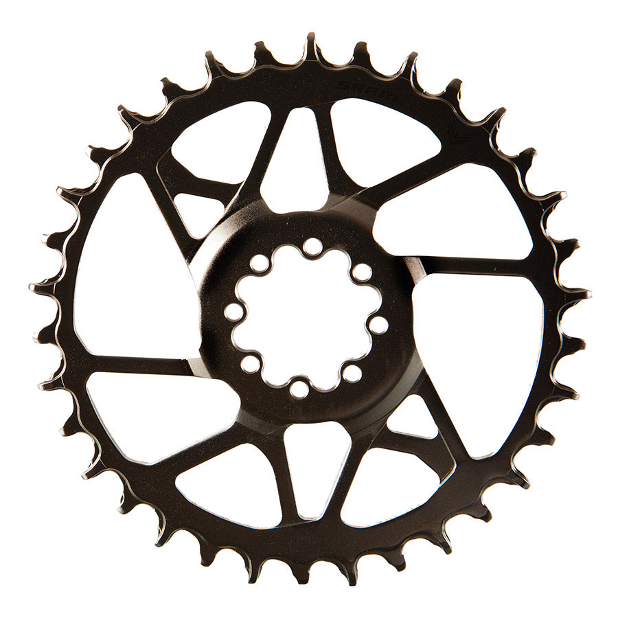 SRAM Eagle 90 8-bolt chainring, 12-speed direct mount, steel silver finish, designed for 8-bolt cranksets and bike drivetrain.