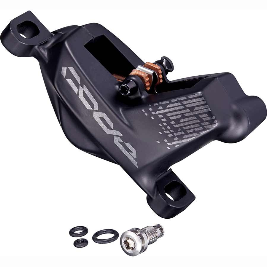 Black SRAM Code R/RSC Disc Brake Caliper Assembly for bicycle disc brake system, part of SRAM brake parts and accessories.