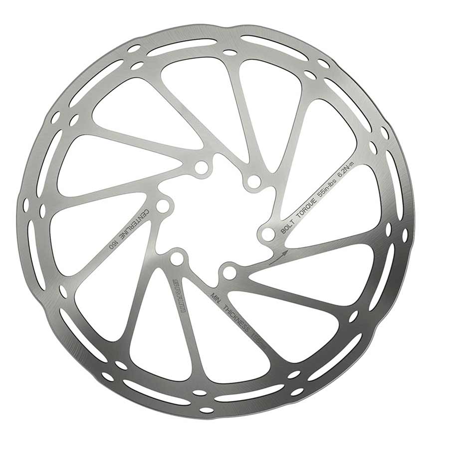 SRAM Centerline Rounded 6 Bolt disc brake rotor for mountain bikes, 140mm size, with a smooth rounded edge design.
