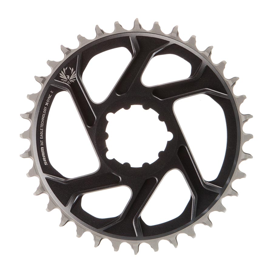 SRAM Eagle Lunar/Polar Grey chainring for 30-speed mountain bike, aluminum, direct mount, 4mm thick, with BCD markings.