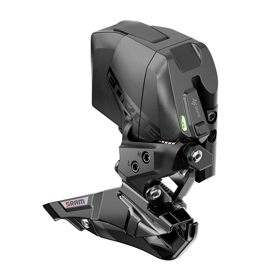 SRAM Force AXS E1 front derailleur for road bikes with 12-speed braze-on mounting, black and silver finish