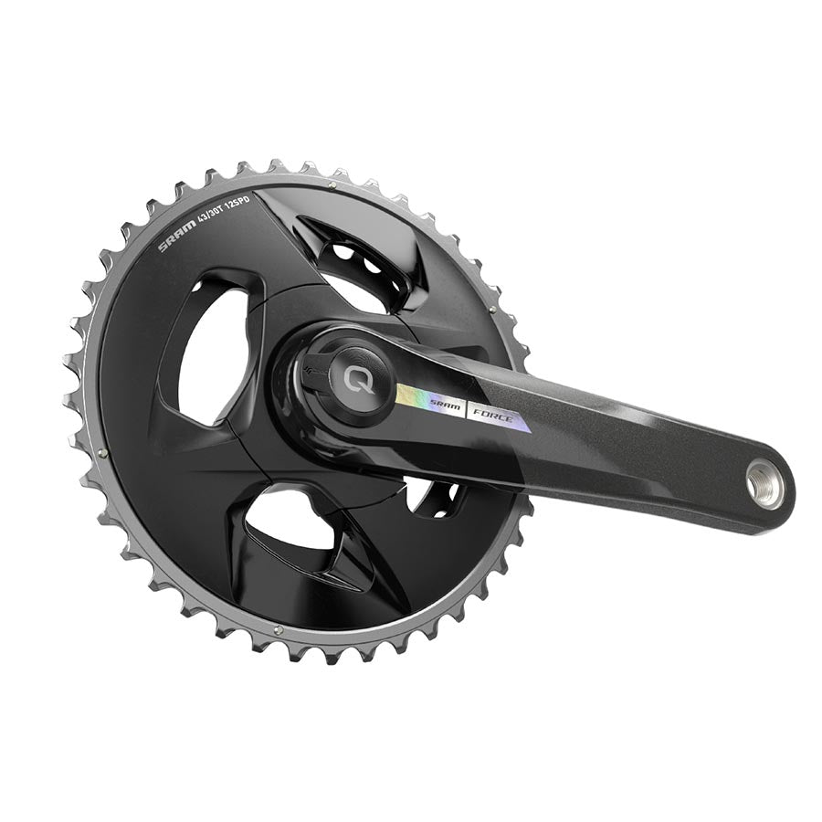 SRAM Force D2 2x Wide Power Meter crankset with 165mm black road disc crankarms, designed for accurate power measurement.