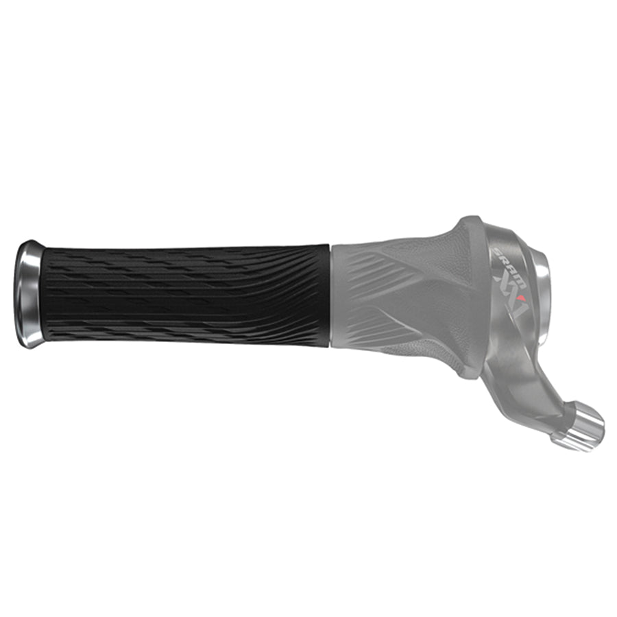 Pair of SRAM XX1 locking grips in black and silver, designed for mountain bike handlebars.