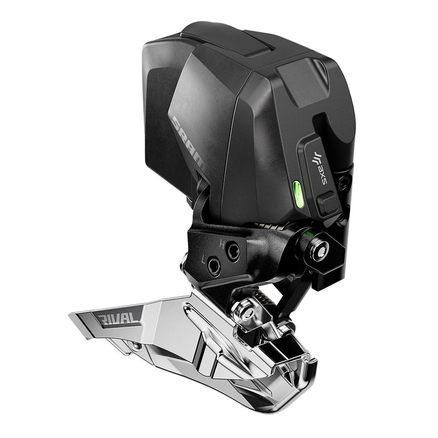 SRAM Rival AXS E1 front derailleur for road bikes, 12-speed, braze-on mount, black finish, lightweight and durable design