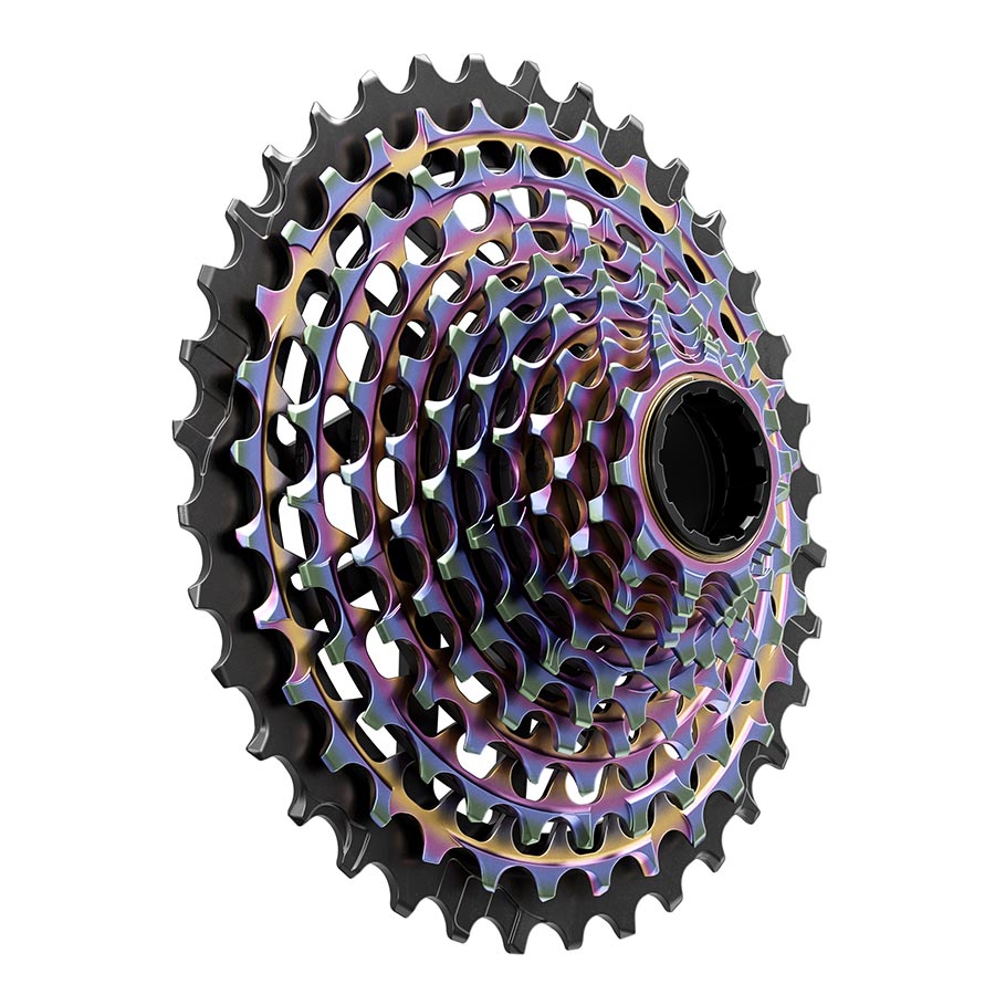 SRAM XG-1290 E1 cassette in silver, 12-speed, 10-28T, for mountain bikes, with XD-R freehub compatibility.