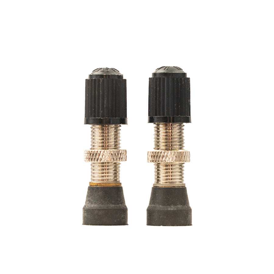 Stans No Tubes tubeless valves with Presta valve, 35mm length, for bicycle tubeless tire systems, shown in the image.
