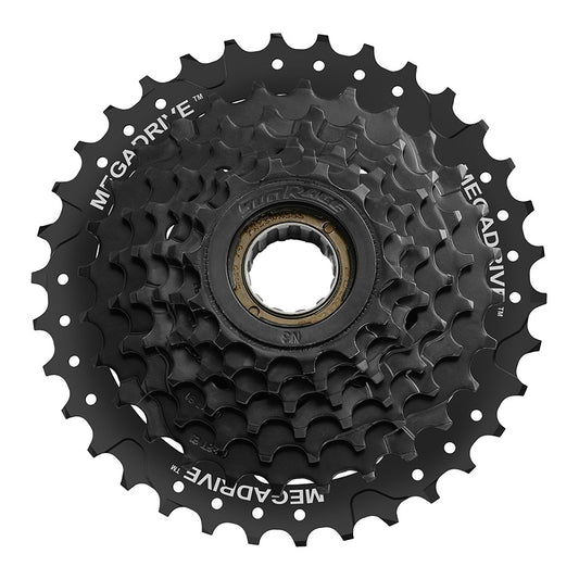 Sunrace MFM300 freewheel with 7-speed, 14-34T gear range, designed for bicycle drivetrain compatibility.
