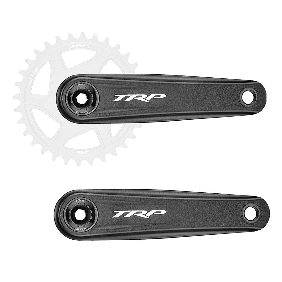 TRP EVO aluminum MTB crankset in black, 170mm boost mountain bike crankset with durable aluminum construction