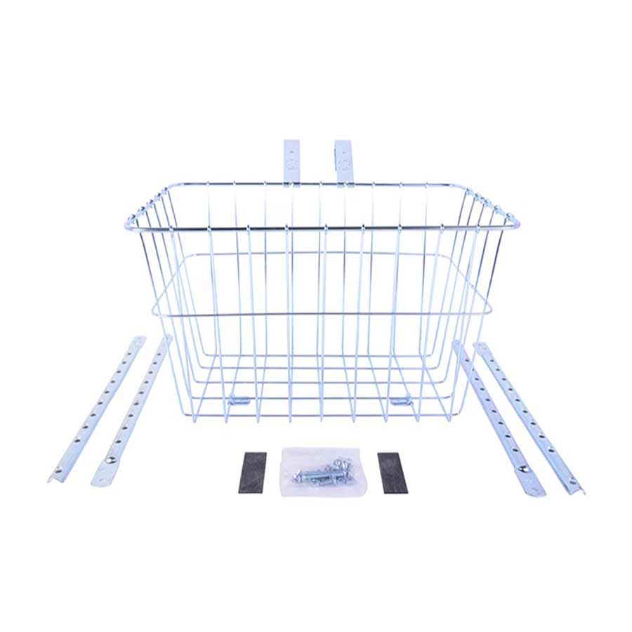 Wald, #1352 Grocery Basket Silver - Now with 2-piece handlebar clamps to fit bars up to 31.8