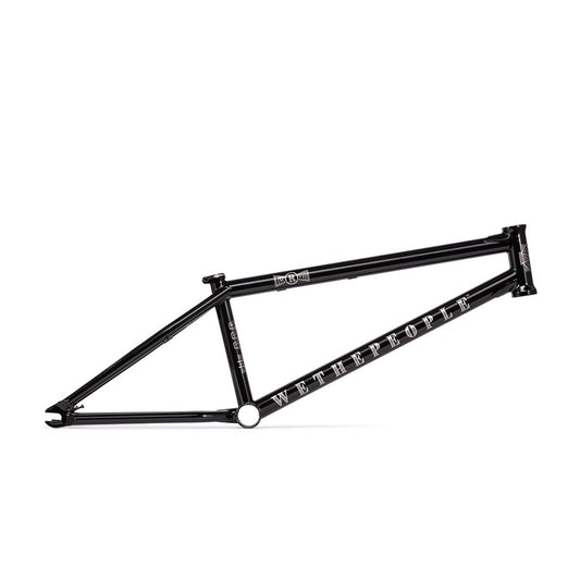 WeThePeople Revolver BMX frame in black with 20.75-inch top tube, designed for durable stunt riding and tricks