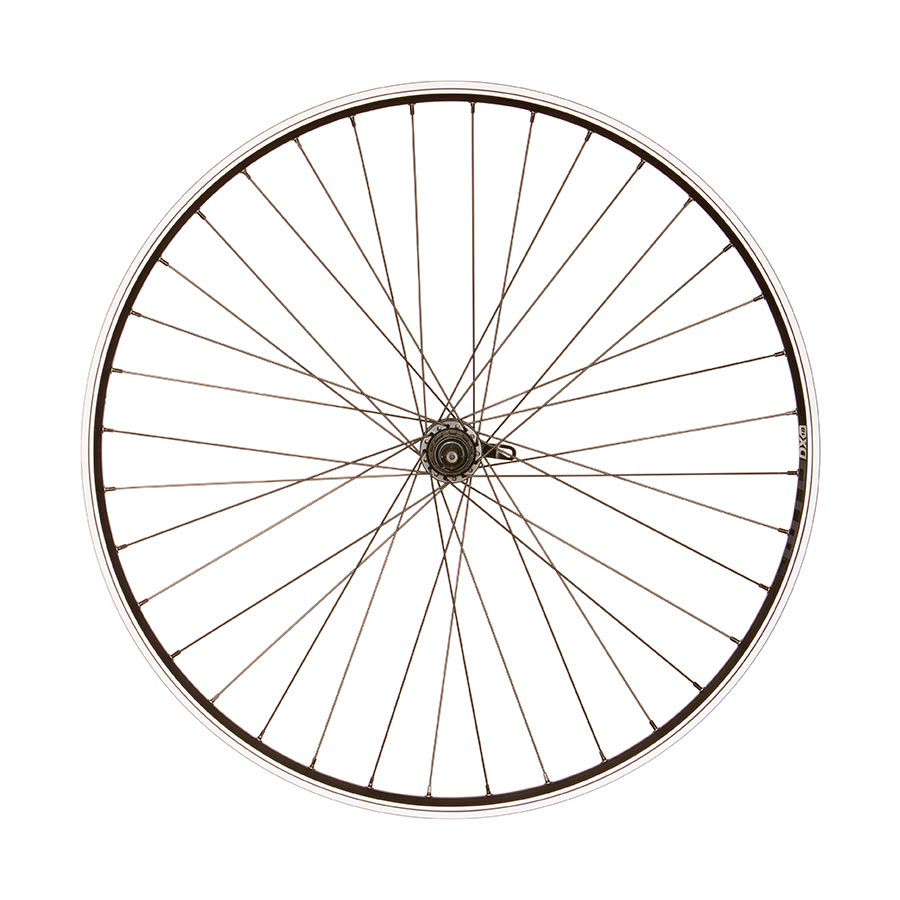 Front view of Wheel Shop WTB DX18 QR 700C/29-inch wheels, 36-hole rim with quick-release axle for mountain bike or road bike.