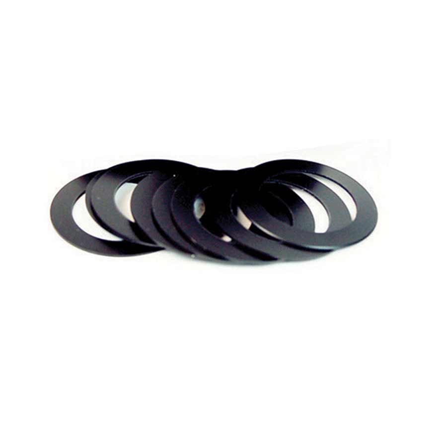Wheels Manufacturing bottom bracket spacers, 0.7mm, used in bicycle bottom brackets to ensure proper fit and alignment.