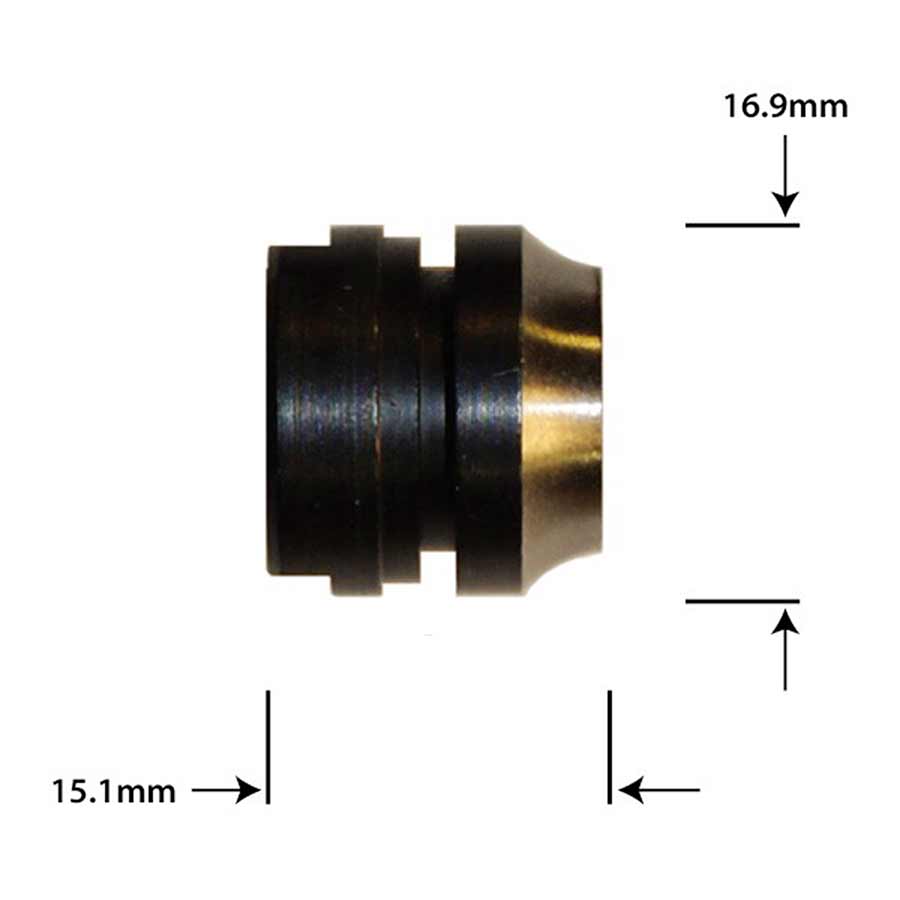 Wheels Manufacturing rear hub cone for left side, compatible with road and mountain bike hubs, shown in a close-up image.