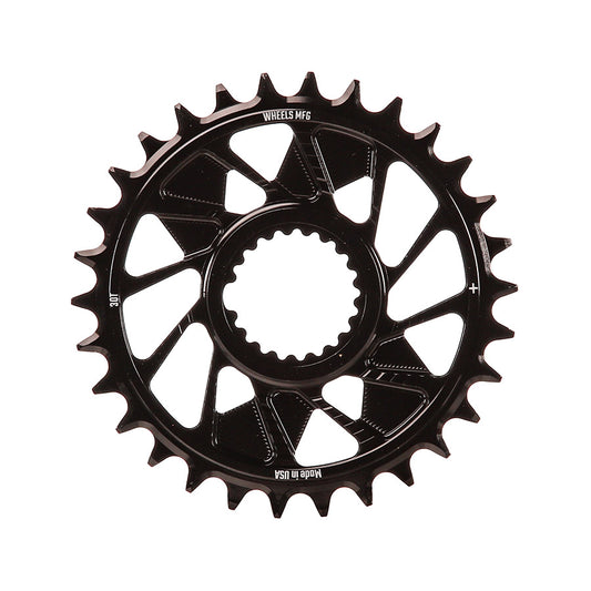 Shimano DM HG+ chainrings by Wheels Manufacturing, 28-tooth black aluminum outboard chainring for 12 BCD 28-speed bikes.