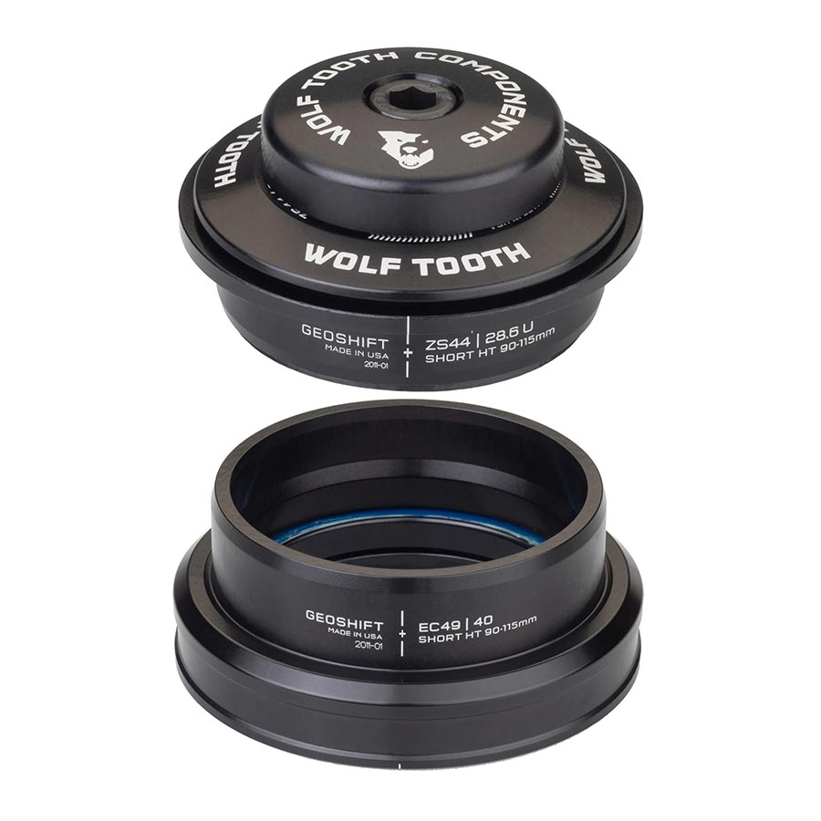 Wolf Tooth Components, GeoShift 1º Angle, Headset, Complete, ZS44/28.6 | EC49/40, Short, Black
