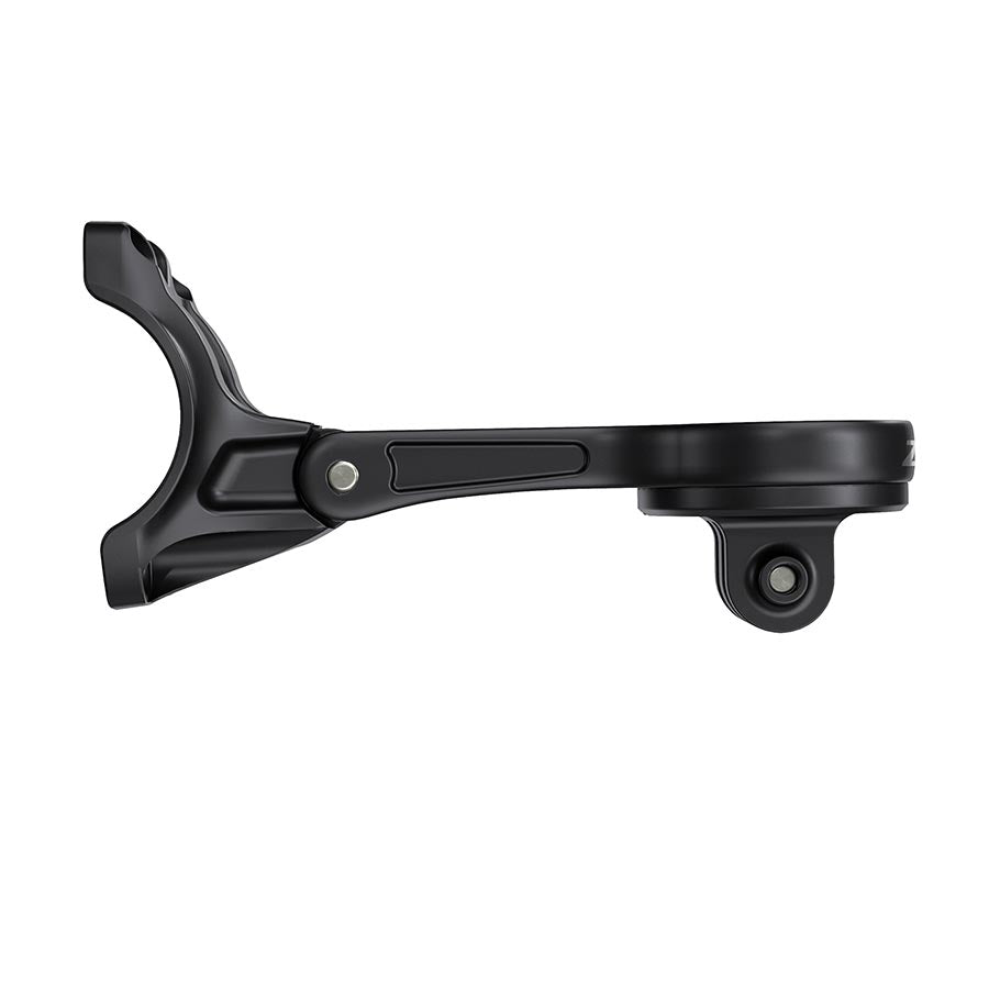 Black Zipp Service Course SL QuickView integrated computer bike mount attached to a bike stem for Garmin, Wahoo, or Hammerhead devices.