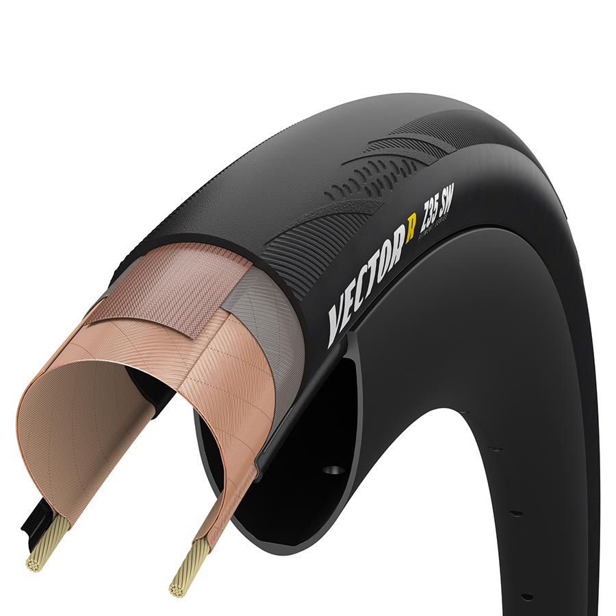 Zipp Goodyear VectorR SW road tire 700x30c folding tubeless-ready tire with black sidewalls and dynamic UHP R Shield for cycling.