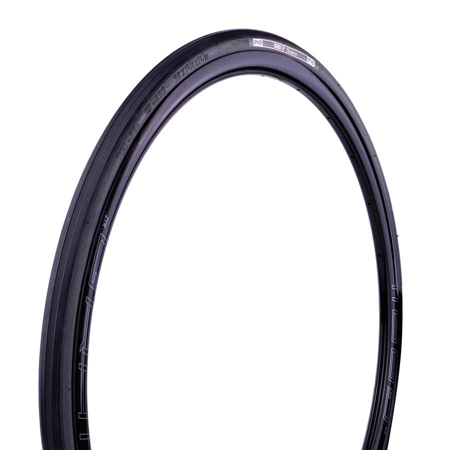 Evo Dekko road tire with black rubber and tread pattern, designed for cycling on paved surfaces.